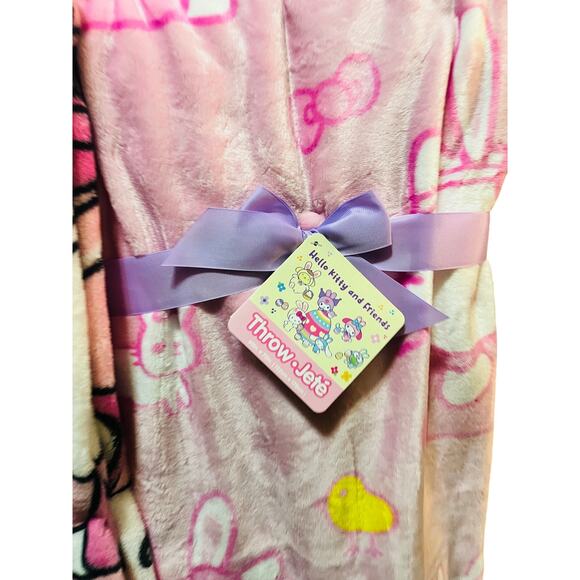 Hello kitty Hello Easter baby throw 40 by 50 with 60 by 70 pink Easter throw - Picture 2 of 5
